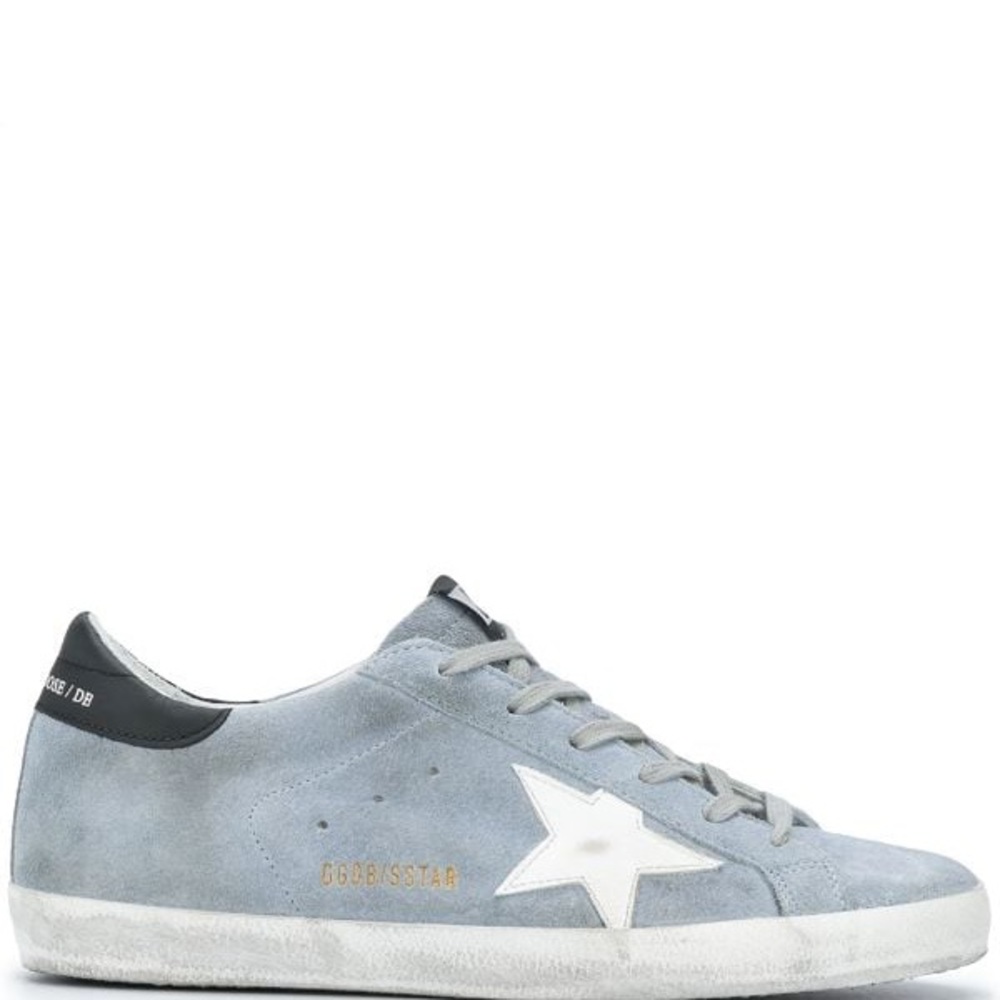 Golden Goose RARE Light Blue/Gray Suede Superstar Sneakers with White Star - Picture 3 of 9
